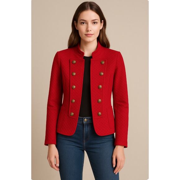 Tommy Hilfiger Medium Cherry Red Military Inspired Lightweight Blazer - Picture 1 of 8